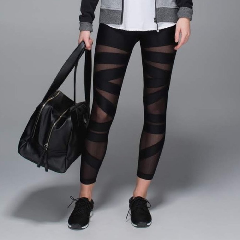 Lululemon High Times Crop *Tech Mesh Panel Black